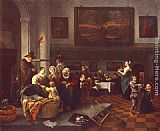 Steen Paintings - The Christening by Jan Steen